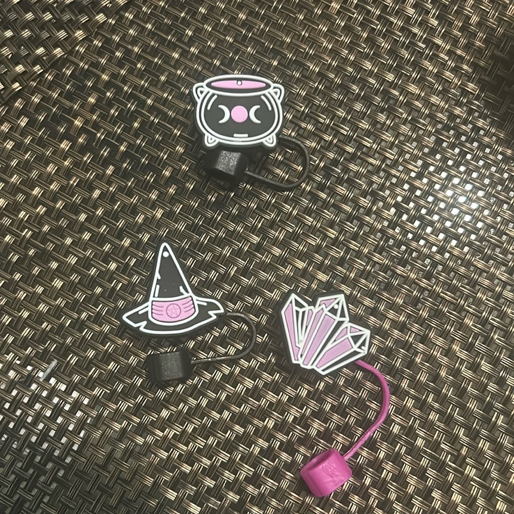 Pink and Black Halloween-Themed Charms
